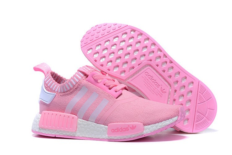 Comprar Mujer Zapatillas - Adidas Originals NMD High Top Rosa Blancas Online Baratas
