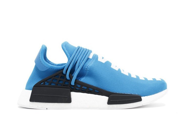 Venta Pharrell x Adidas NMD "Human Race" Hombre Zapatillas de Running Sharp Azul Negras Blancas BB0618 Online Baratas