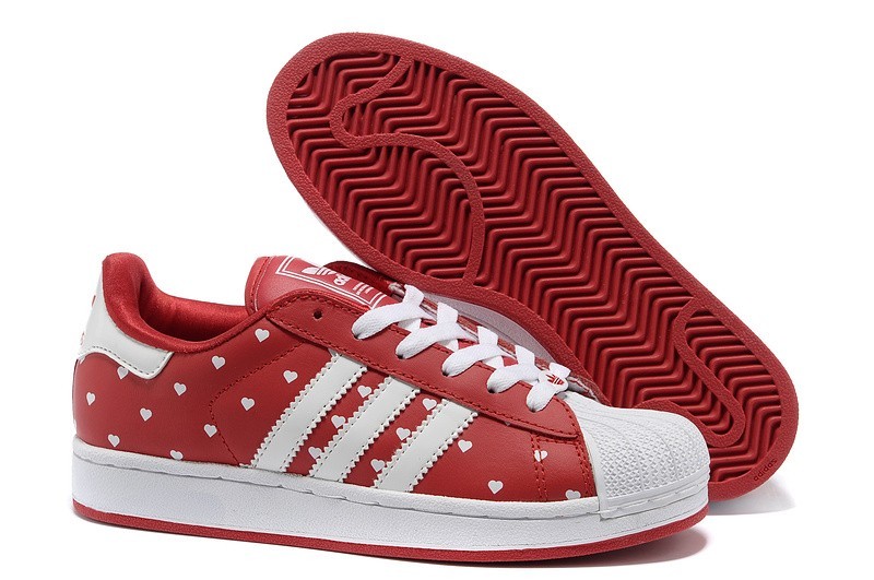Venta Mujer Adidas Originals Superstar 2 "Heart" Print Casual Zapatillas Rojas Blancas G63092 Outlet España