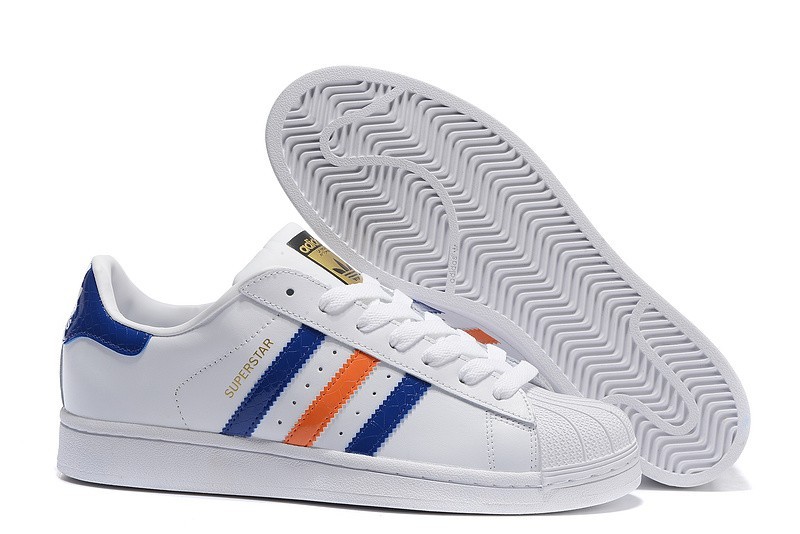 Nueva 2016 Hombre Adidas Originals Superstar East River Zapatillas Blancas Bold Azul Metallic Doradas B34310 Outlet España