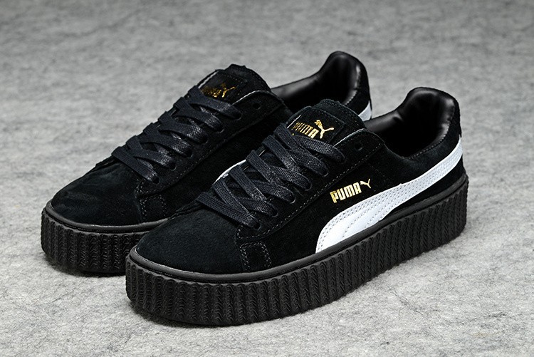 Venta Hombre Mujer Zapatillas: Puma by Rihanna Suede Creepers Negras Blancas Rebajas