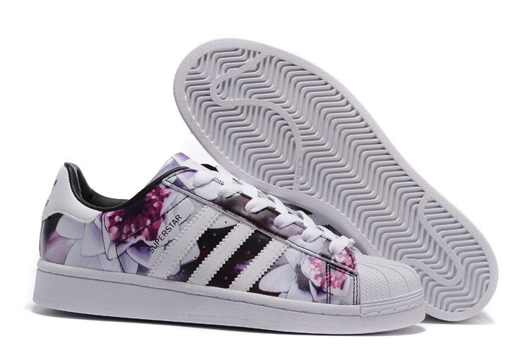 Comprar 2016 Mujer Adidas Originals Superstar Lotus Print Casual Zapatillas Blancas Flores AF5582 Rebajas