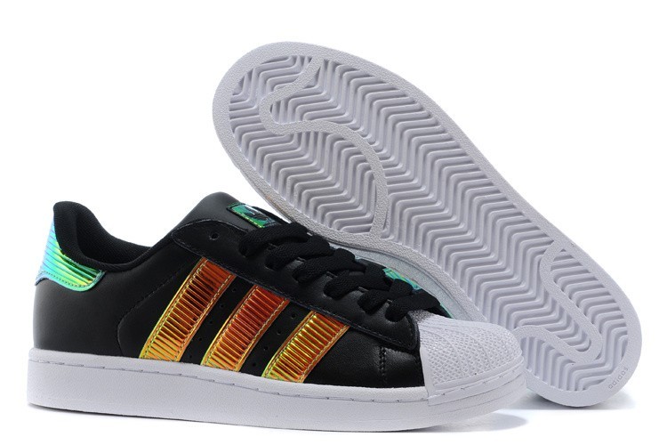 Oferta Adidas Originals Classic Superstar SS Bling Casual Zapatillas Hombre Mujer Negras Doradas D65616 Baratas