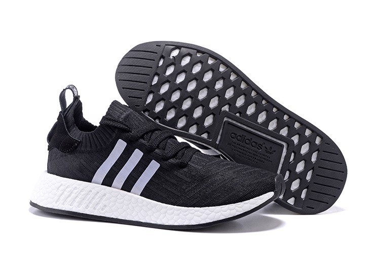 Nueva Hombre Mujer Adidas NMD R2 Zapatillas de Running Negras Blancas Baratos