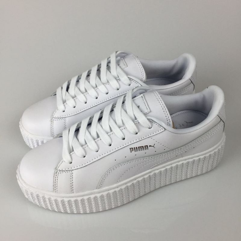 Venta Puma by Rihanna Leather Creepers Hombre Mujer Zapatillas Blancas Plata Rebajas Baratas