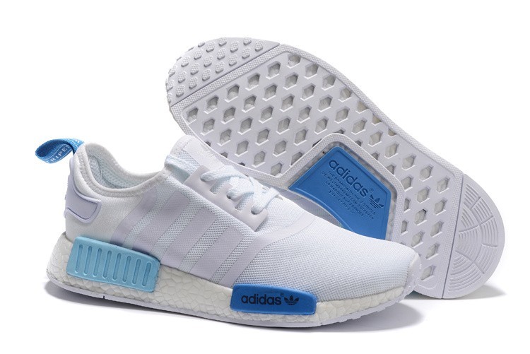 Compra Adidas Originals NMD High Top Hombre Mujer Zapatillas Blancas Azul S75235 Baratos