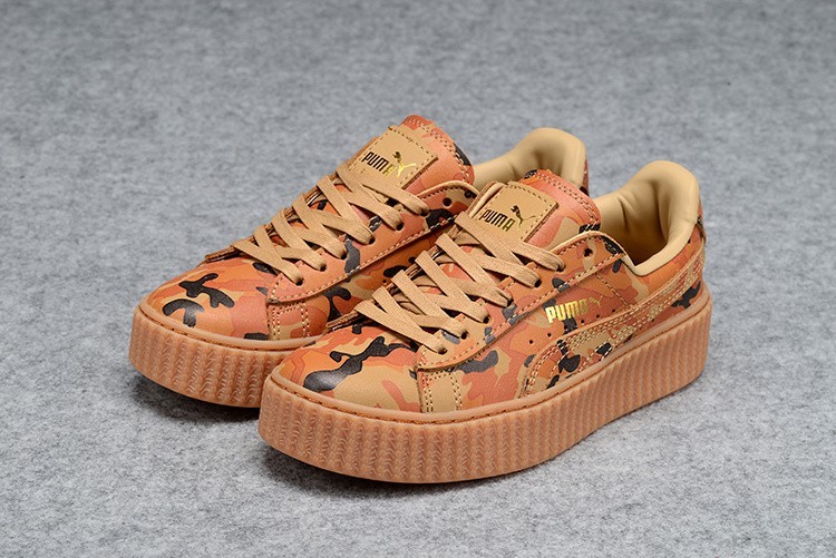 Venta Hombre Mujer Puma by Rihanna Leather Creepers Zapatillas Marrones Naranja Camo España Rebajas