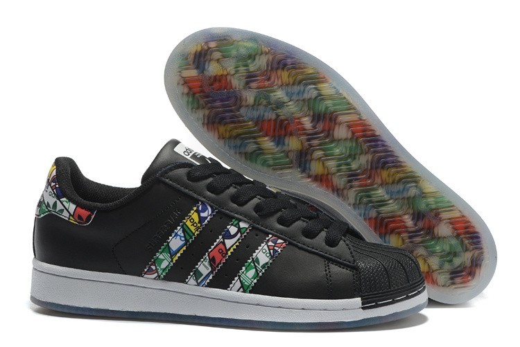 Nueva 2016 Hombre Mujer Adidas Originals Superstar Tongue Label Zapatillas Negras S79391 España Rebajas